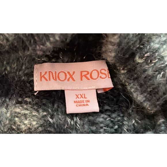 Knox Rose Womens Sweater Size 2XL Boho Green Striped Mock Neck Festival Sweater - Picture 5 of 13